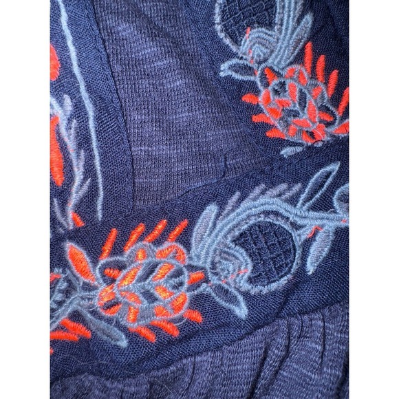 Free people blue embroidered v neck ruffle cap sleeve tunic top oversized small - Picture 5 of 7